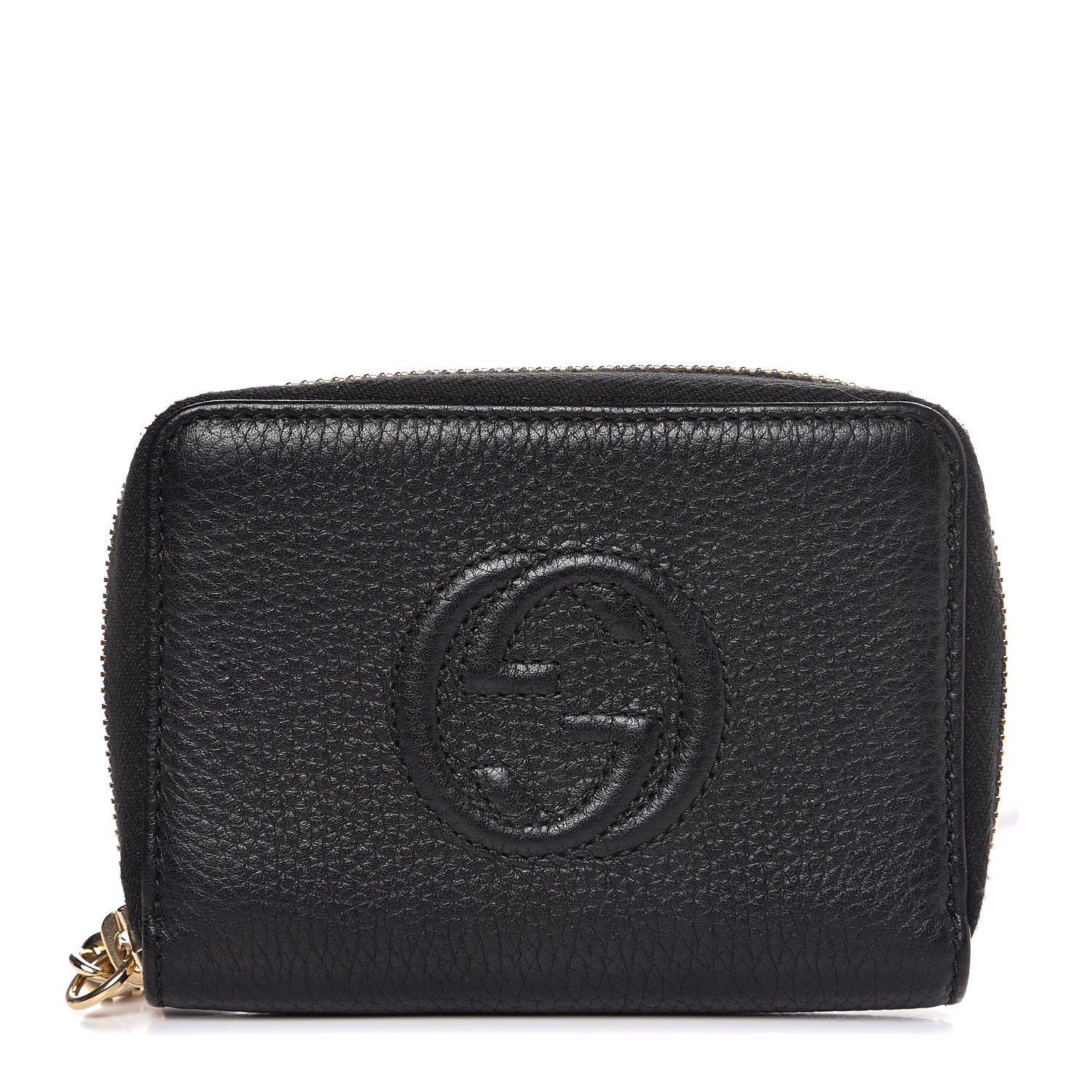 Gucci Pebbled Calfskin Soho Compact Disco Zip Around Wallet Black 1 of 8