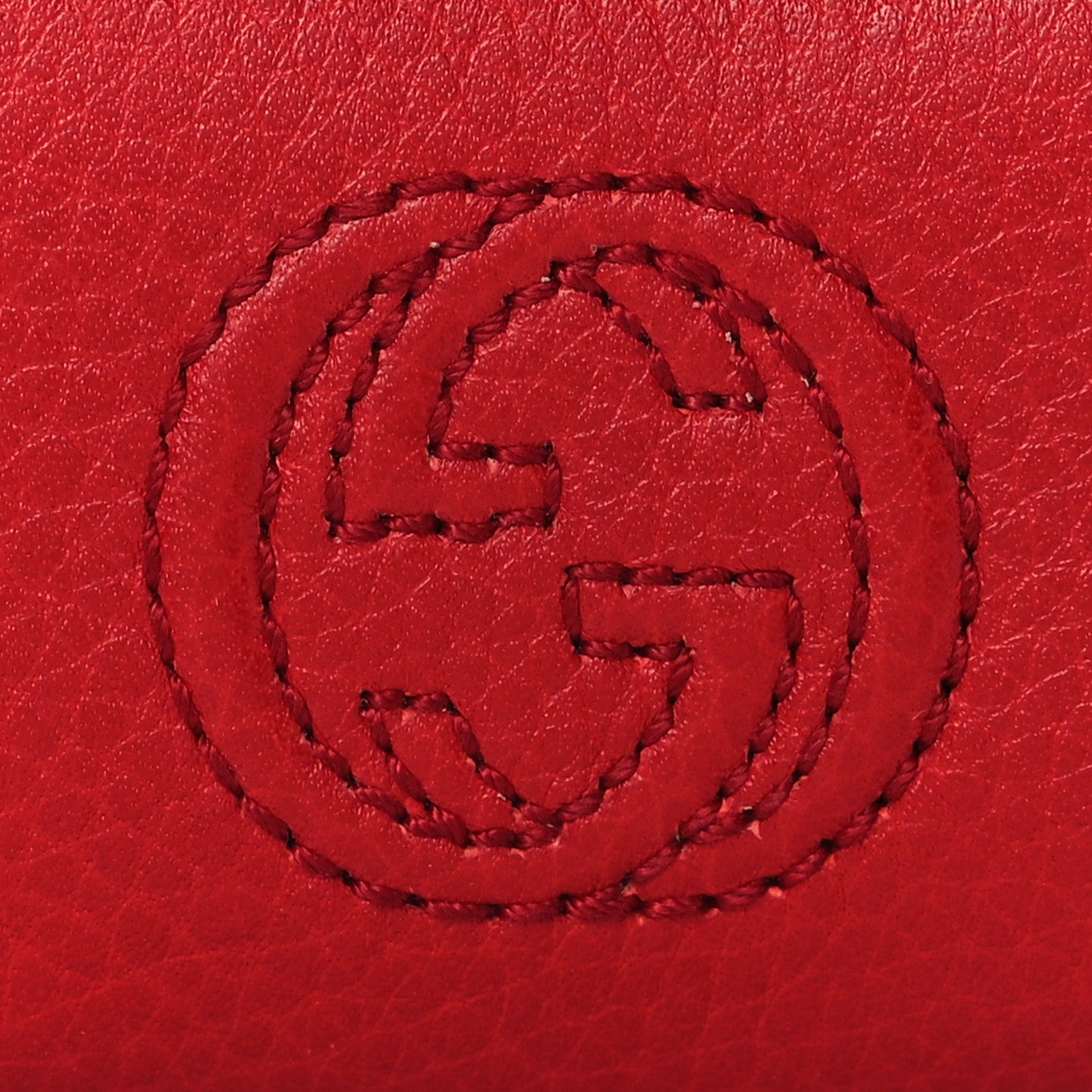 Gucci Pebbled Calfskin Soho Coin Purse Key Ring Red 6 of 6
