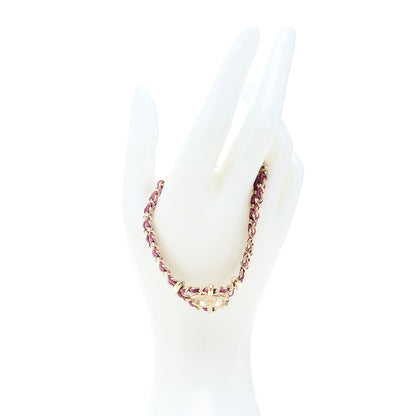 Chanel Metal Lambskin CC Chain Link Bracelet Burgundy 2 of 5
