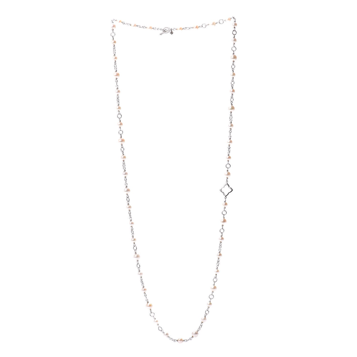 David Yurman Sterling Silver Pearl Bijoux Chain Necklace 40" 3 of 4
