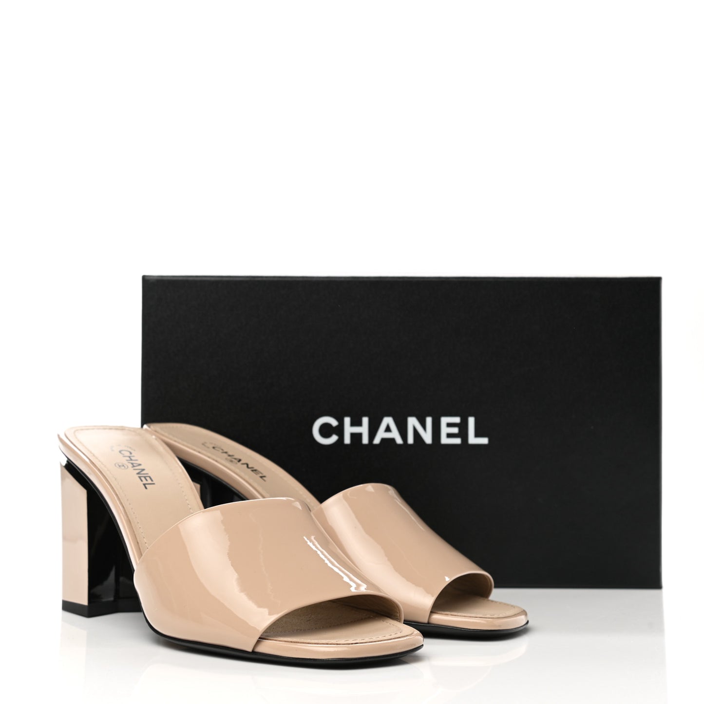 Patent CC Mules 38.5 Beige Black