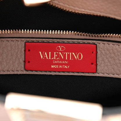 Valentino Garavani Pebbled Calfskin Small Rockstud Flip Lock Hobo Poudre 6 of 10