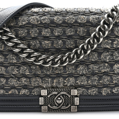Chanel Tweed Calfskin Medium Boy Flap Grey 8 of 10