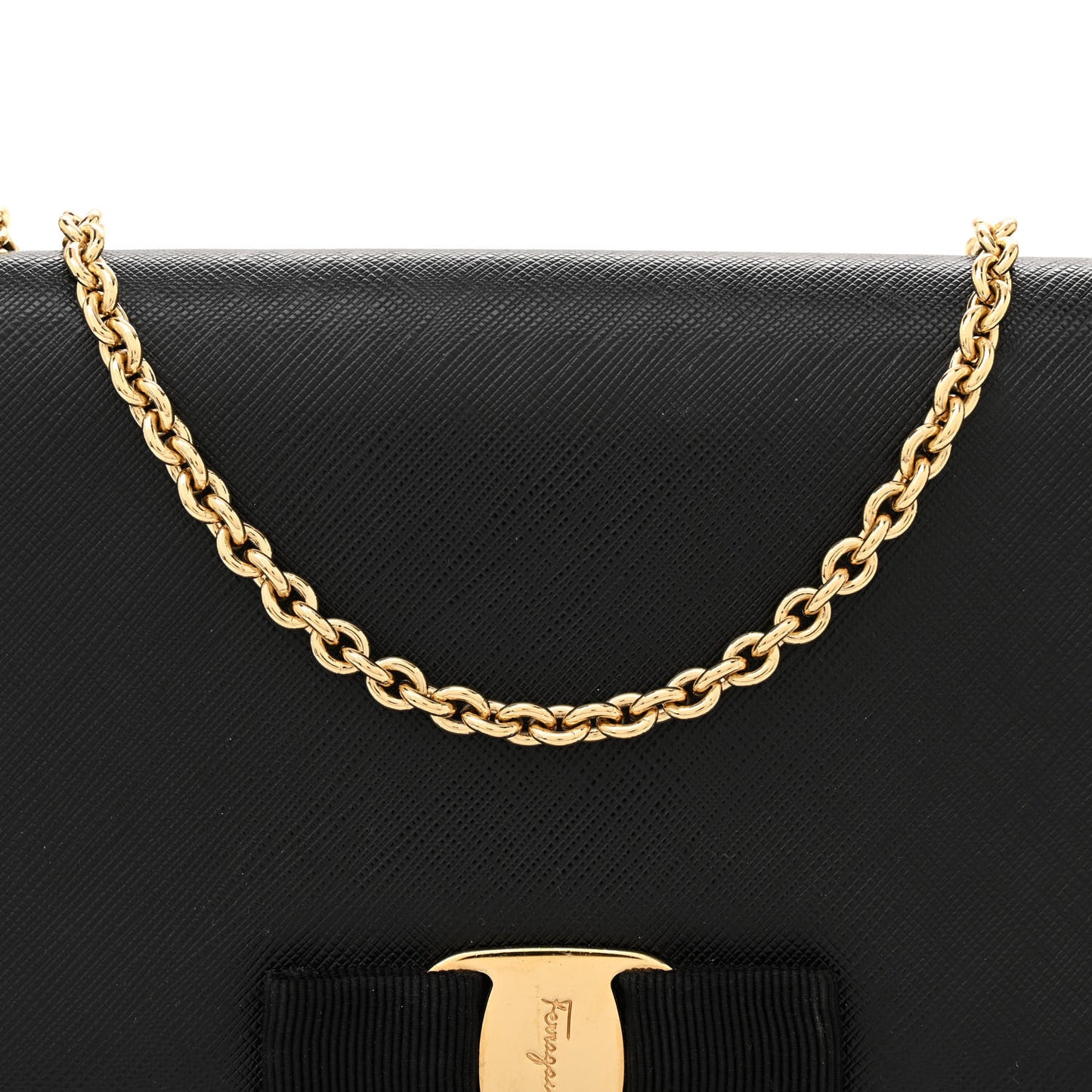 Hammered Calfskin Mini Miss Vara Bow Chain Bag Black