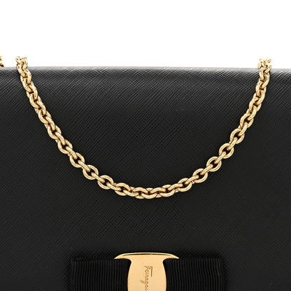 Salvatore Ferragamo Hammered Calfskin Mini Miss Vara Bow Chain Bag Black 7 of 10