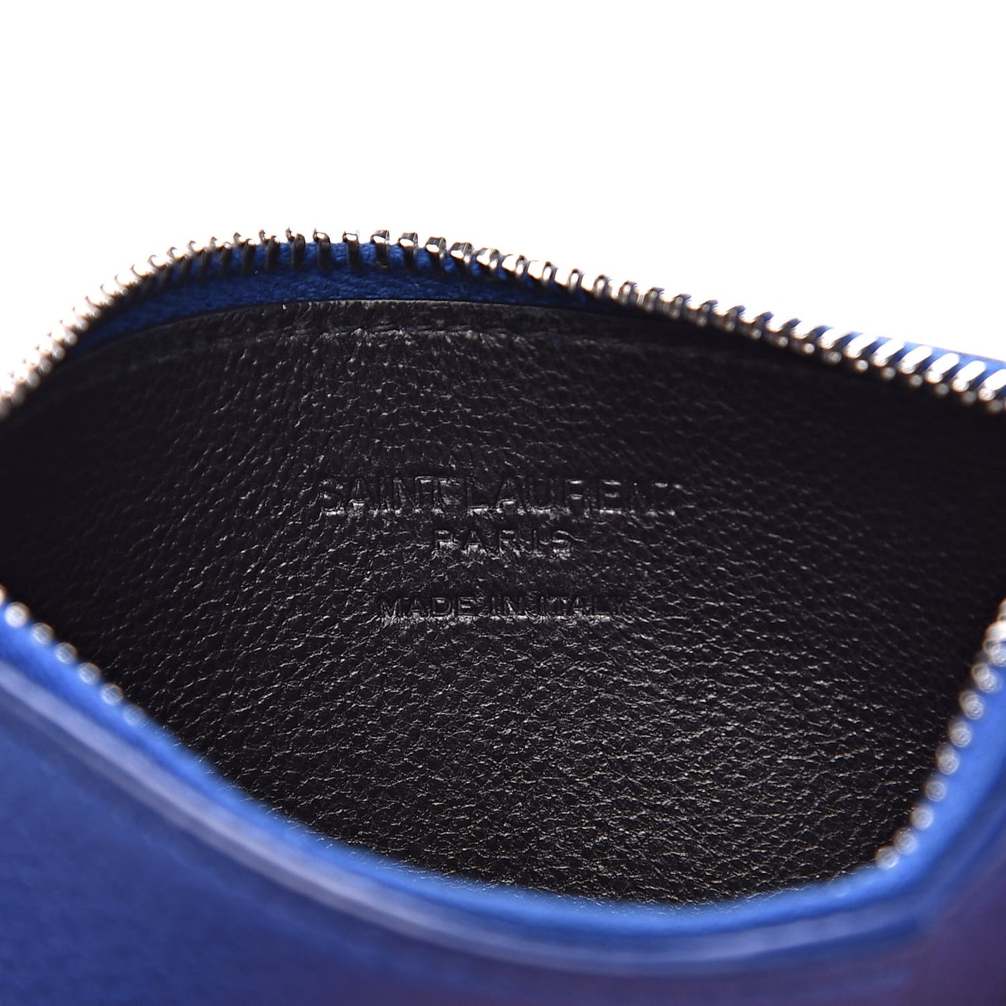 Grained Calfskin 5 Fragments Zip Pouch Card Holder Blue