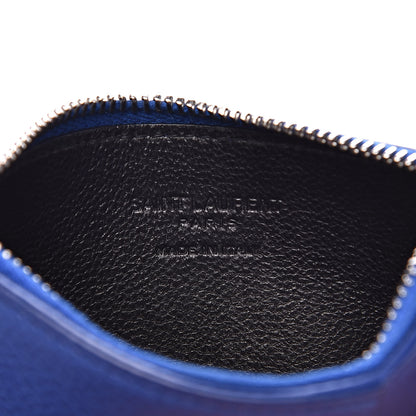 Saint Laurent Grained Calfskin 5 Fragments Zip Pouch Card Holder Blue 6 of 7