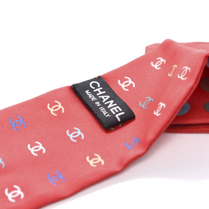 Chanel Silk Polka Dot CC Slim Bandeau Scarf Red Multicolor 2 of 2