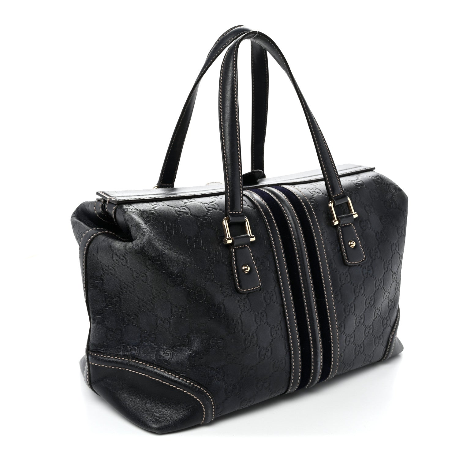 Gucci Guccissima Large Treasure Boston Navy 3 of 10