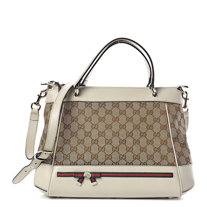 Gucci Monogram Web Mayfair Top Handle Satchel Beige 1 of 9