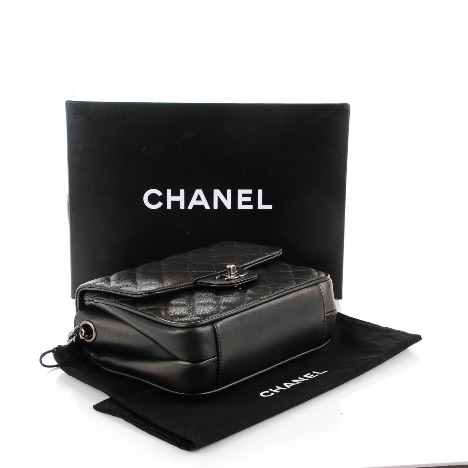 Chanel Metallic Goatskin Quilted Small Rock In Rome Flap Charcoal 4 of 8