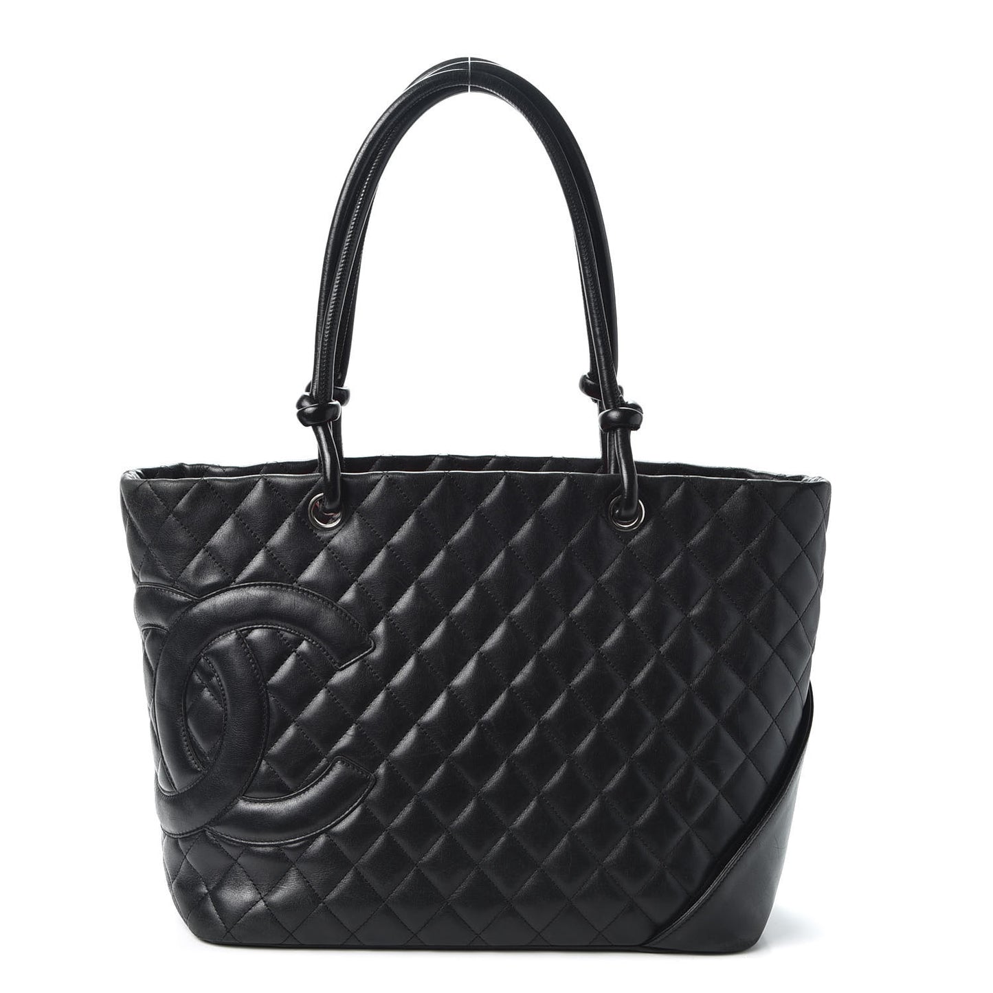 Calfskin Quilted Large Cambon Tote Black