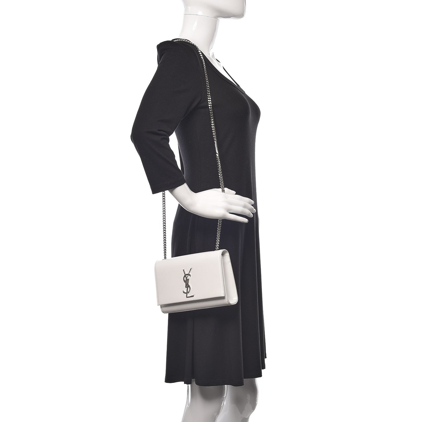 Smooth Calfskin Small Monogram Kate Satchel Optical White