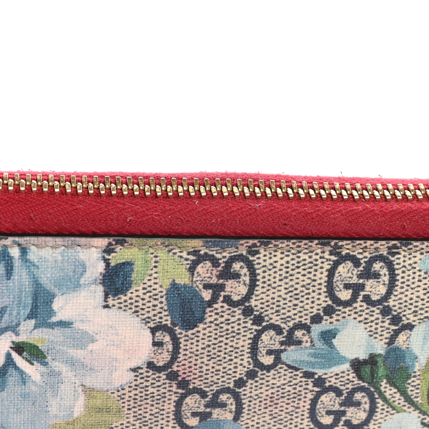 Gucci GG Supreme Monogram Blooms Zip Around Wallet Blue Red 8 of 15