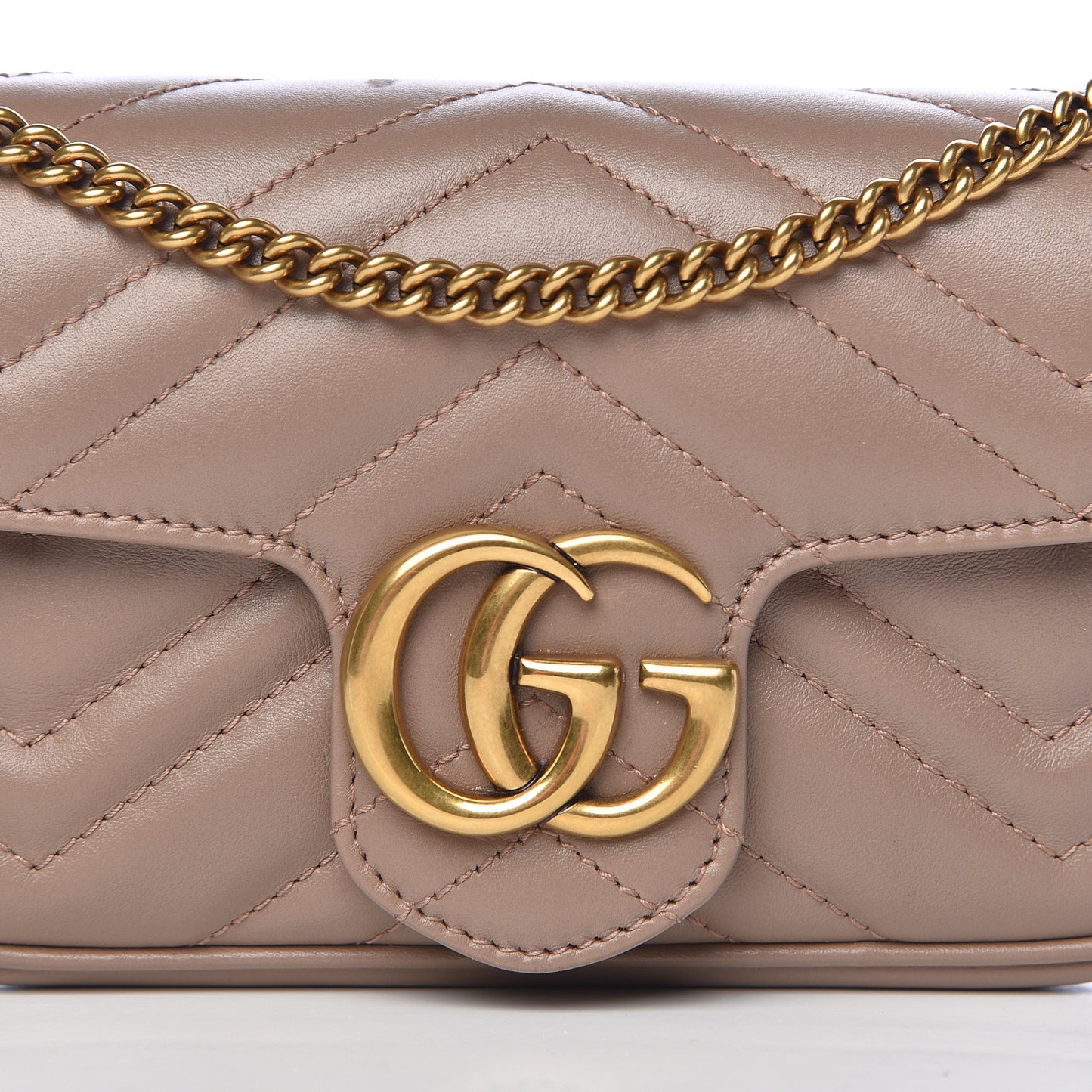 Calfskin Matelasse Super Mini GG Marmont Shoulder Bag Porcelain Rose