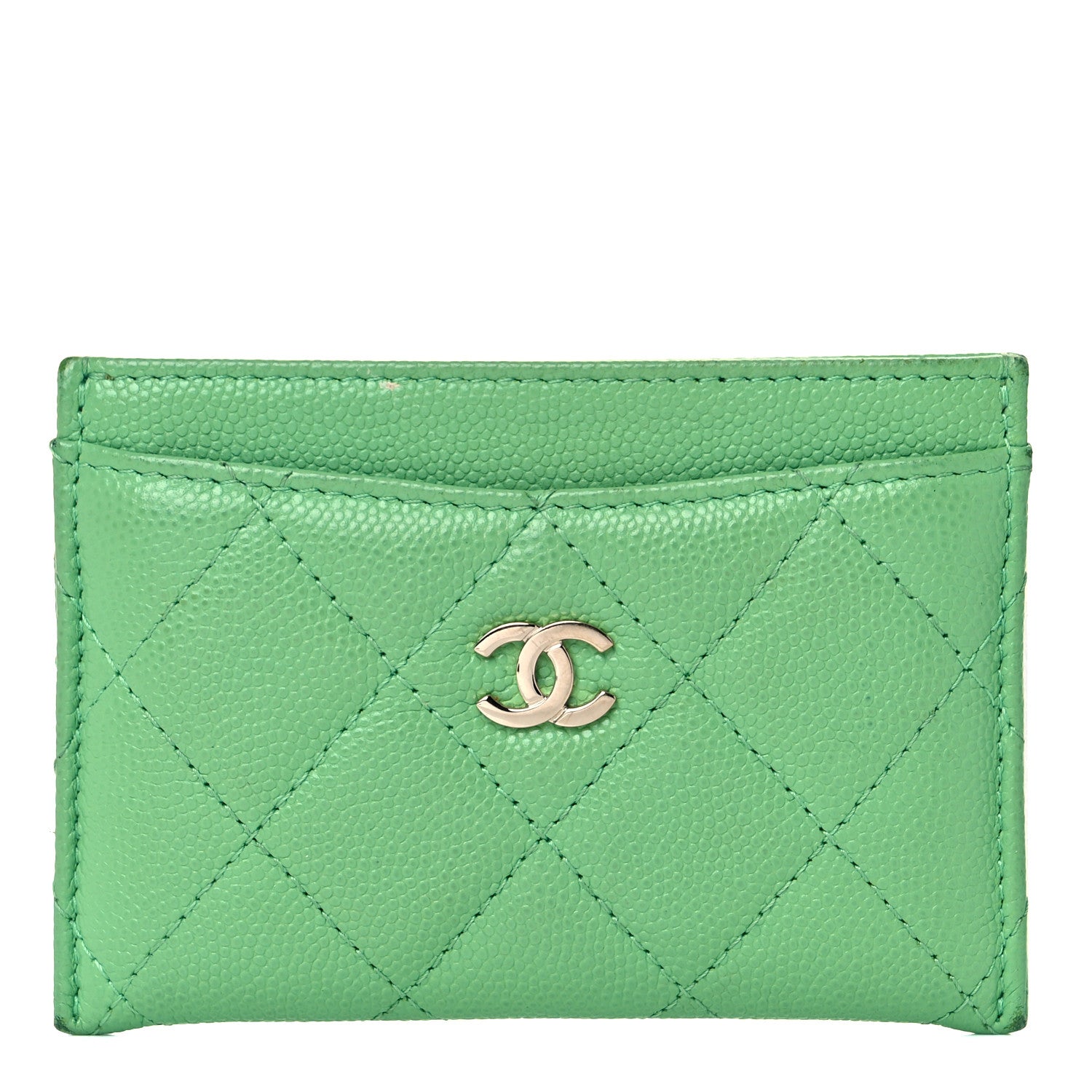 Chanel Caviar Quilted Card Holder Green 1 of 14