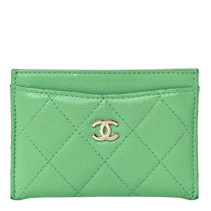 Chanel Caviar Quilted Card Holder Green 1 of 14
