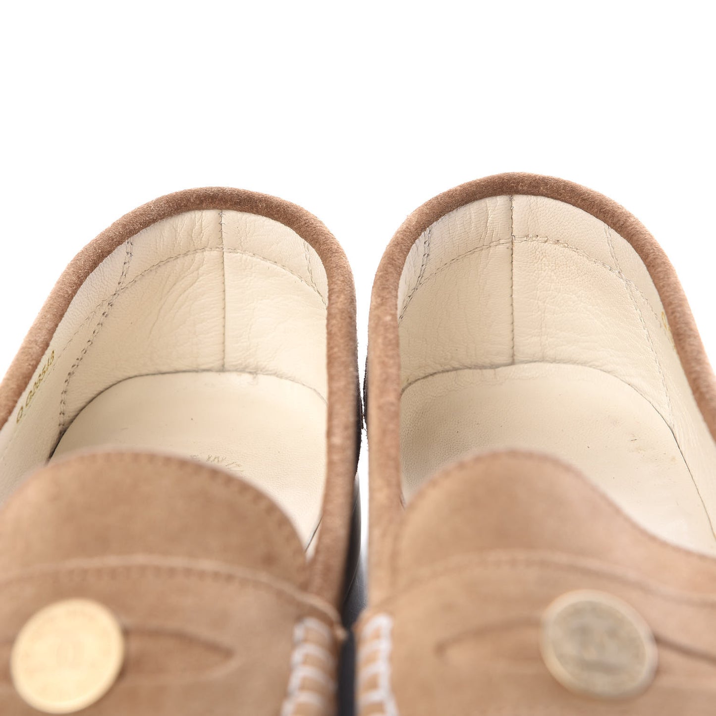 Suede Womens Penny Loafers 40 Beige