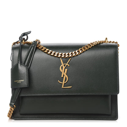 Saint Laurent Calfskin Medium Monogram Sunset New Vert Fonce 1 of 10