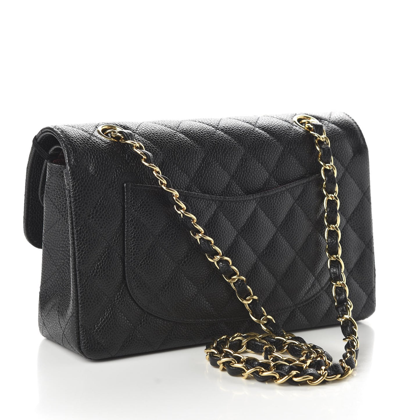 Caviar Quilted Small Double Flap Black