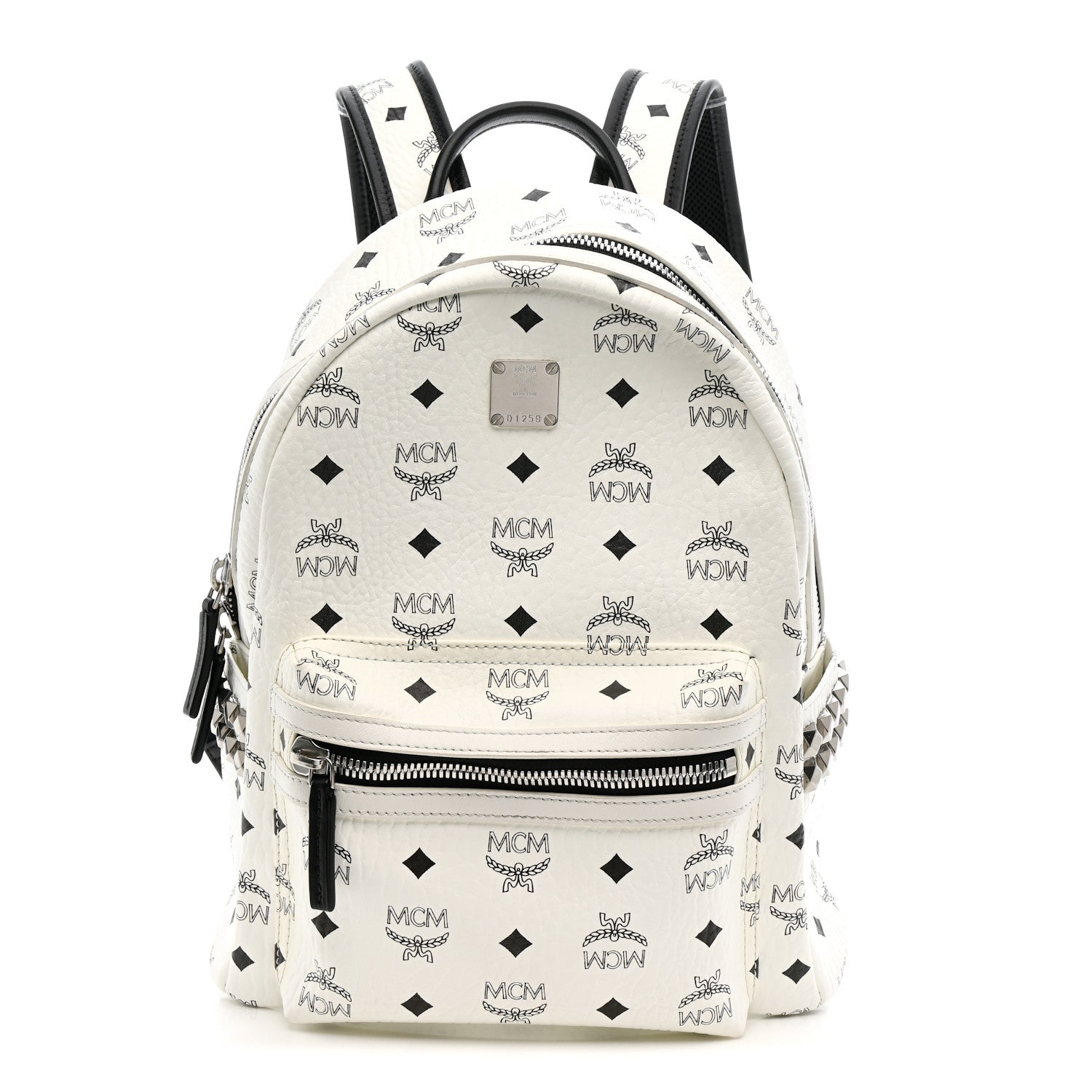 MCM Visetos Small Side Stud Stark Backpack White 1 of 10