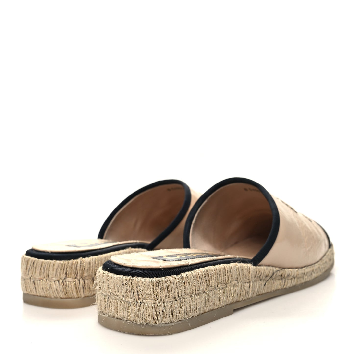Crumpled Goatskin CC Espadrille Mules 40 Beige Black