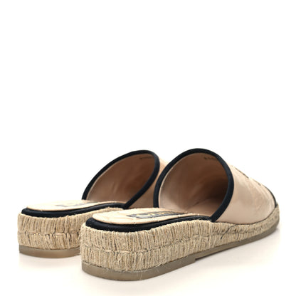 Chanel Crumpled Goatskin CC Espadrille Mules 40 Beige Black 4 of 8