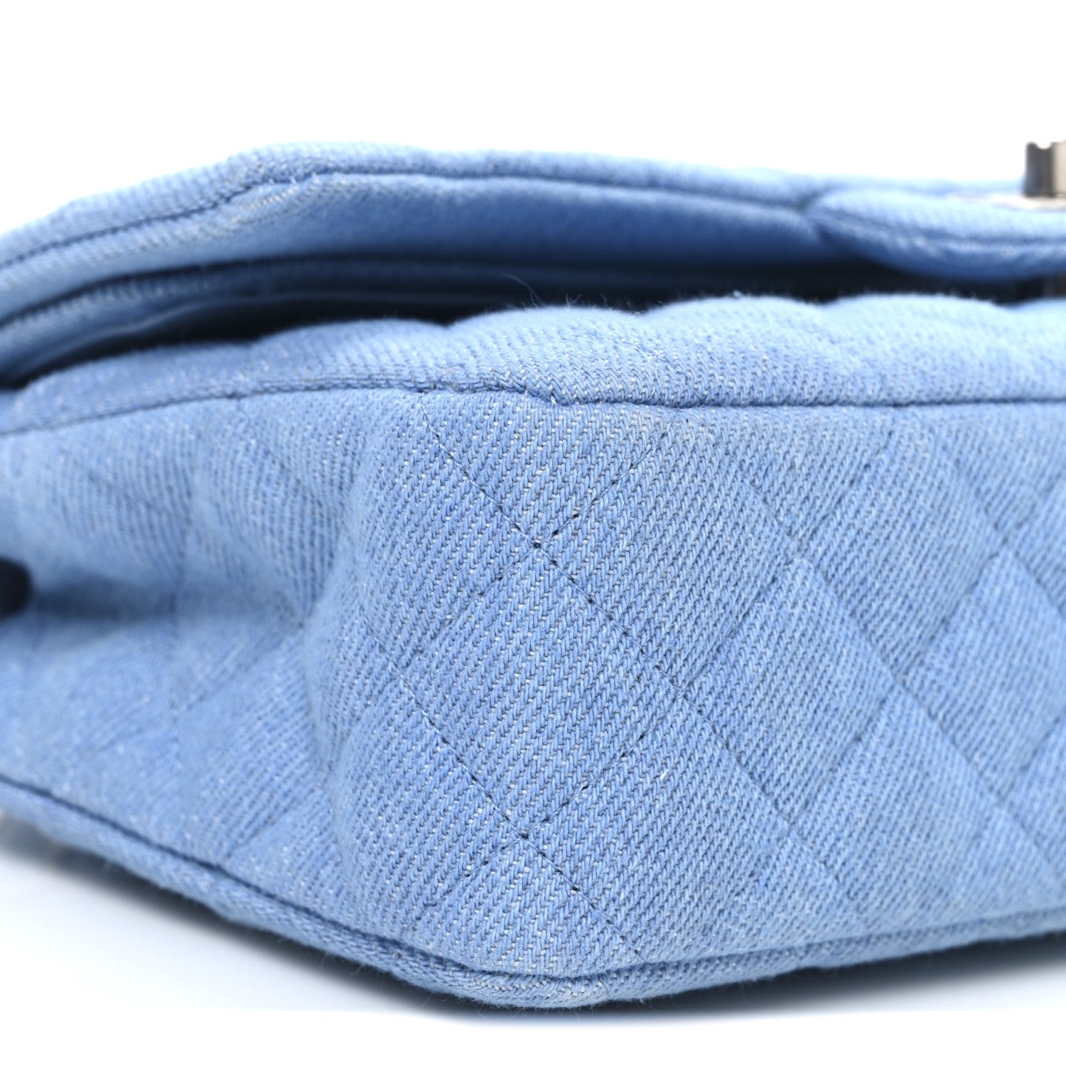 Chanel Denim Quilted Medium Double Flap Light Blue 8 of 9