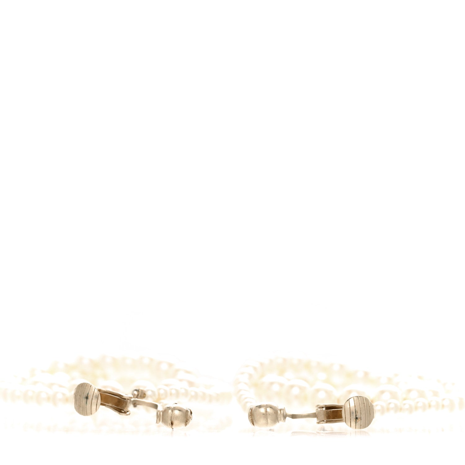 Chanel Pearl CC Drop Clip On Earrings White 3 of 8