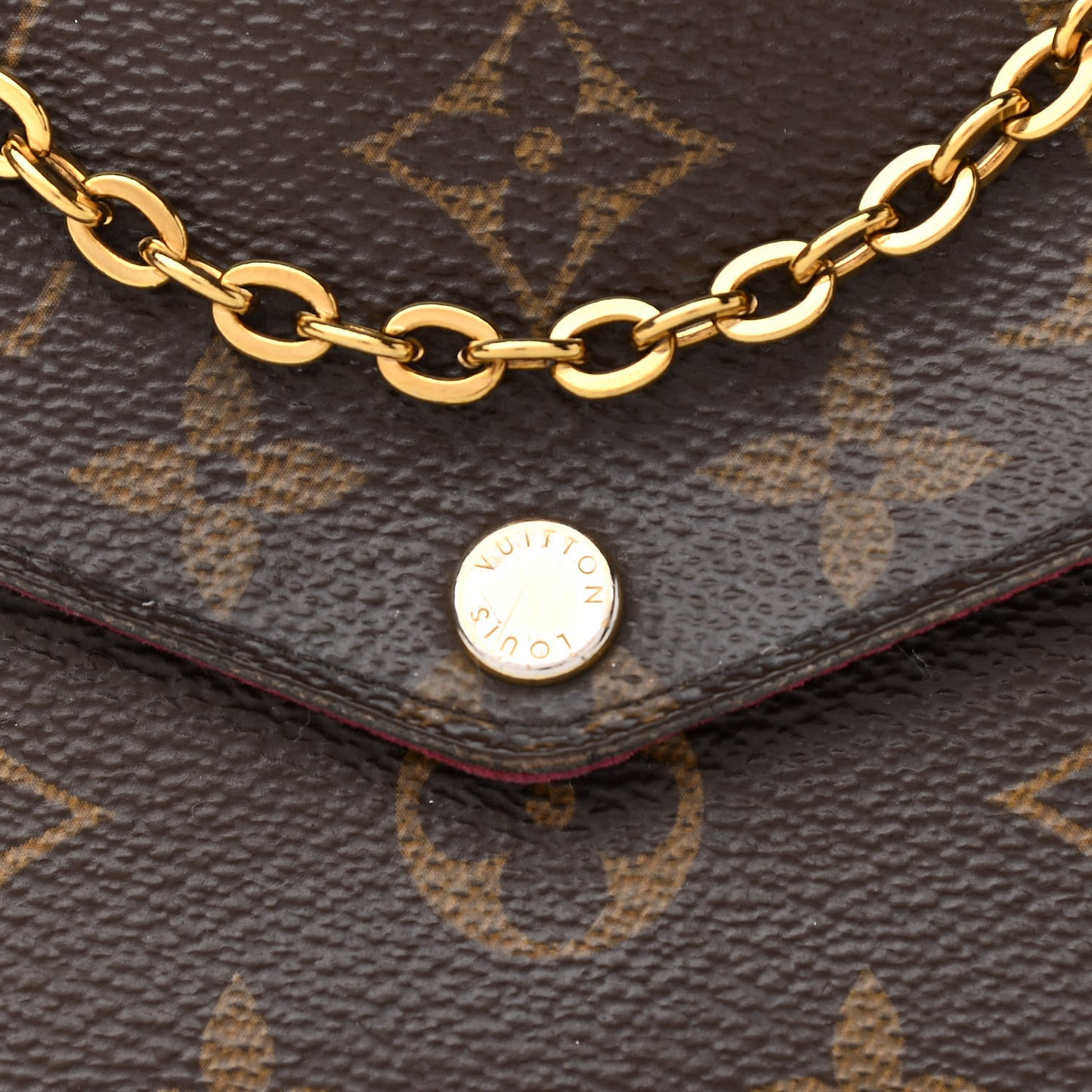 Monogram Pochette Felicie Chain Wallet Fuchsia