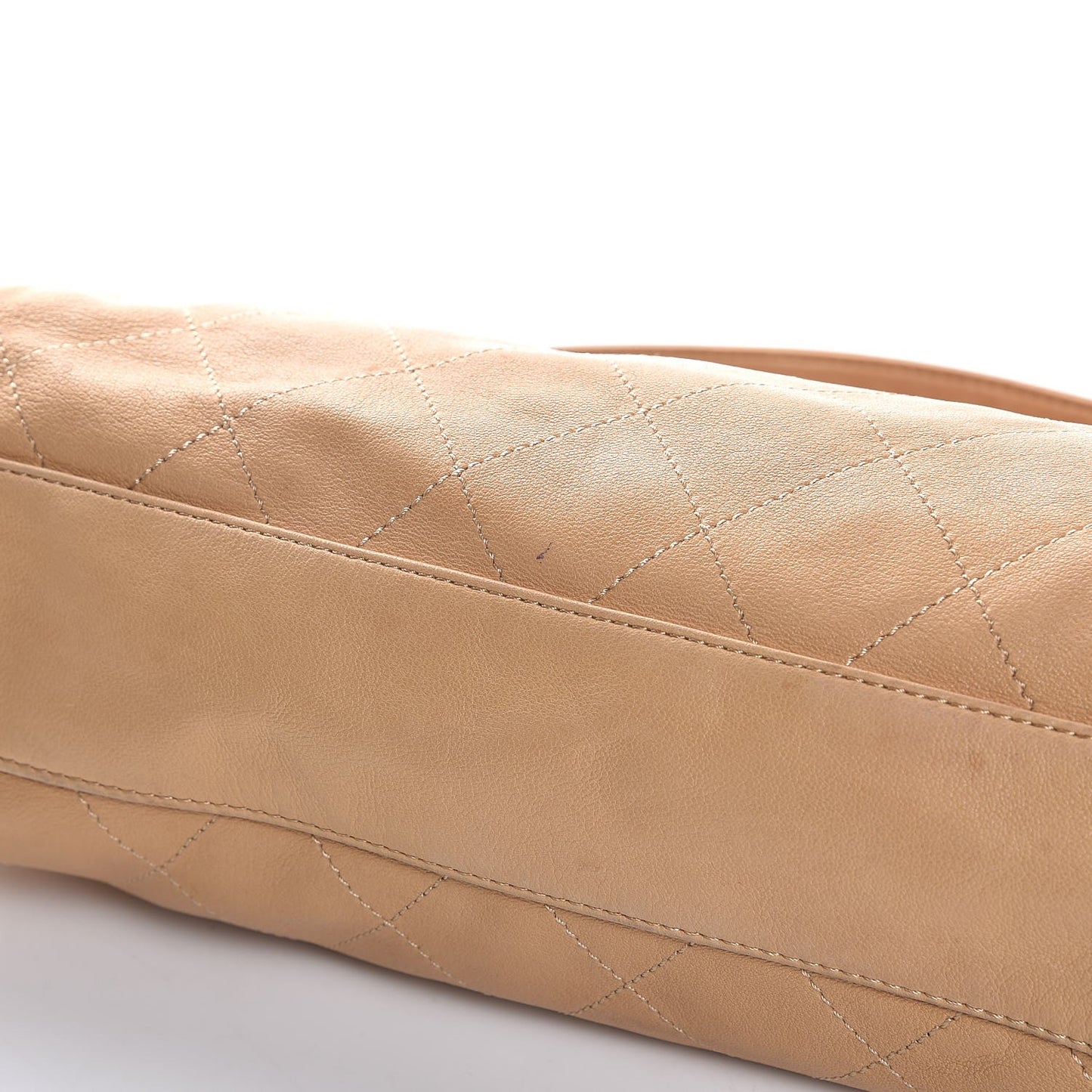 Lambskin Stitched Medium Ultimate Soft Tote Beige