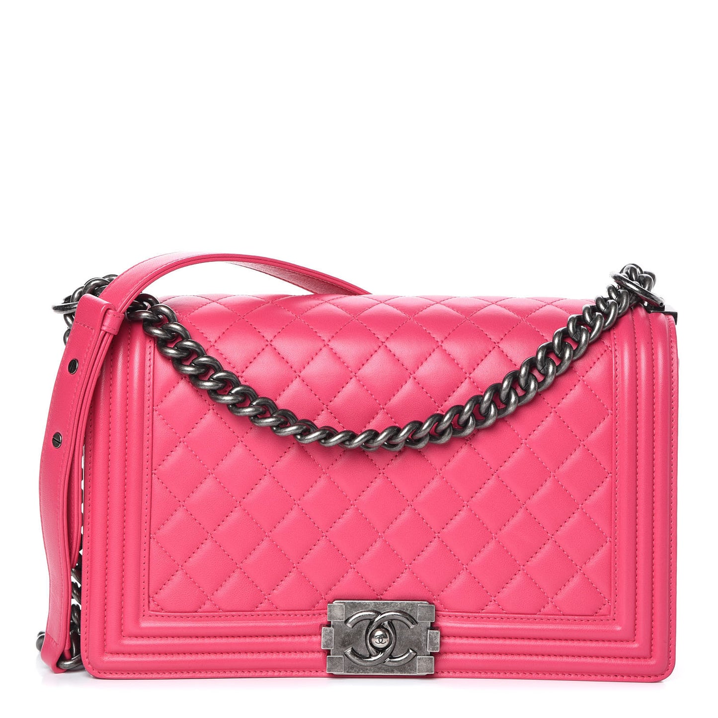 Lambskin Quilted New Medium Boy Flap Pink