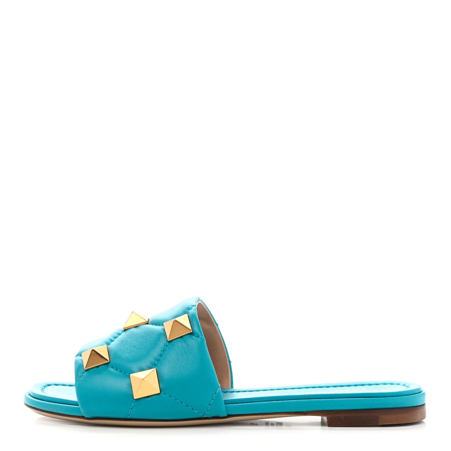 Nappa Roman Stud Flat Slide Sandals 36 Sky Fall