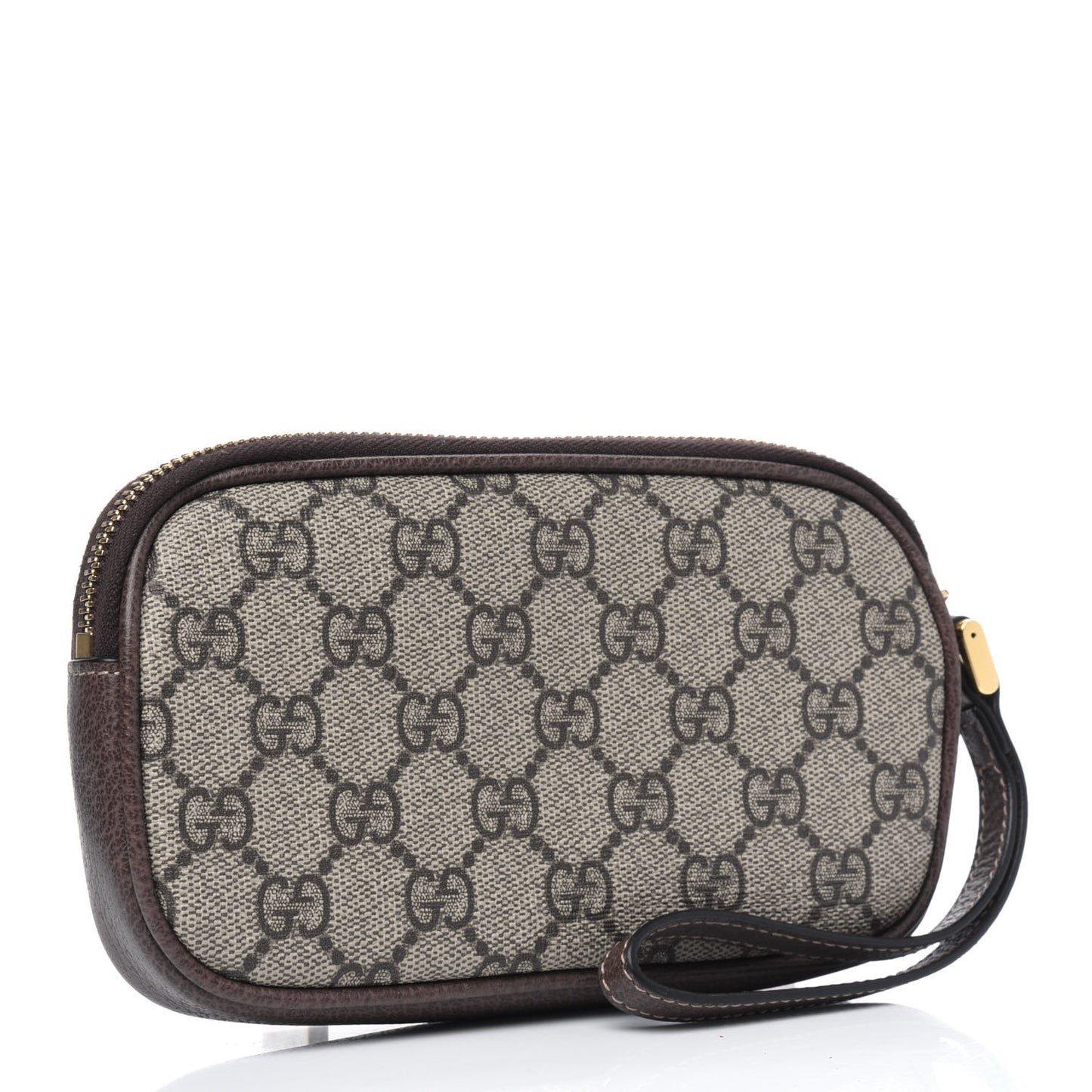 GG Supreme Monogram Ophidia Phone Case Wristlet Brown