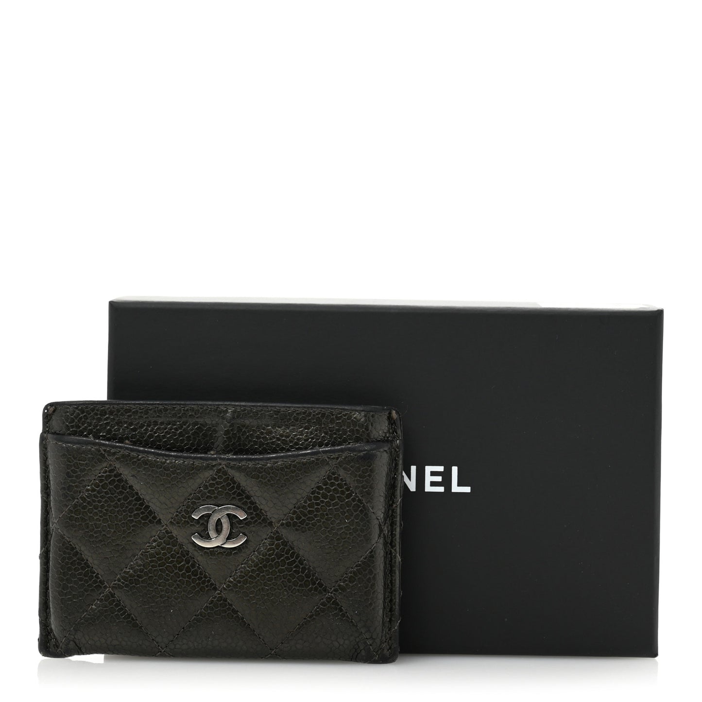 Caviar Quilted Card Holder Black