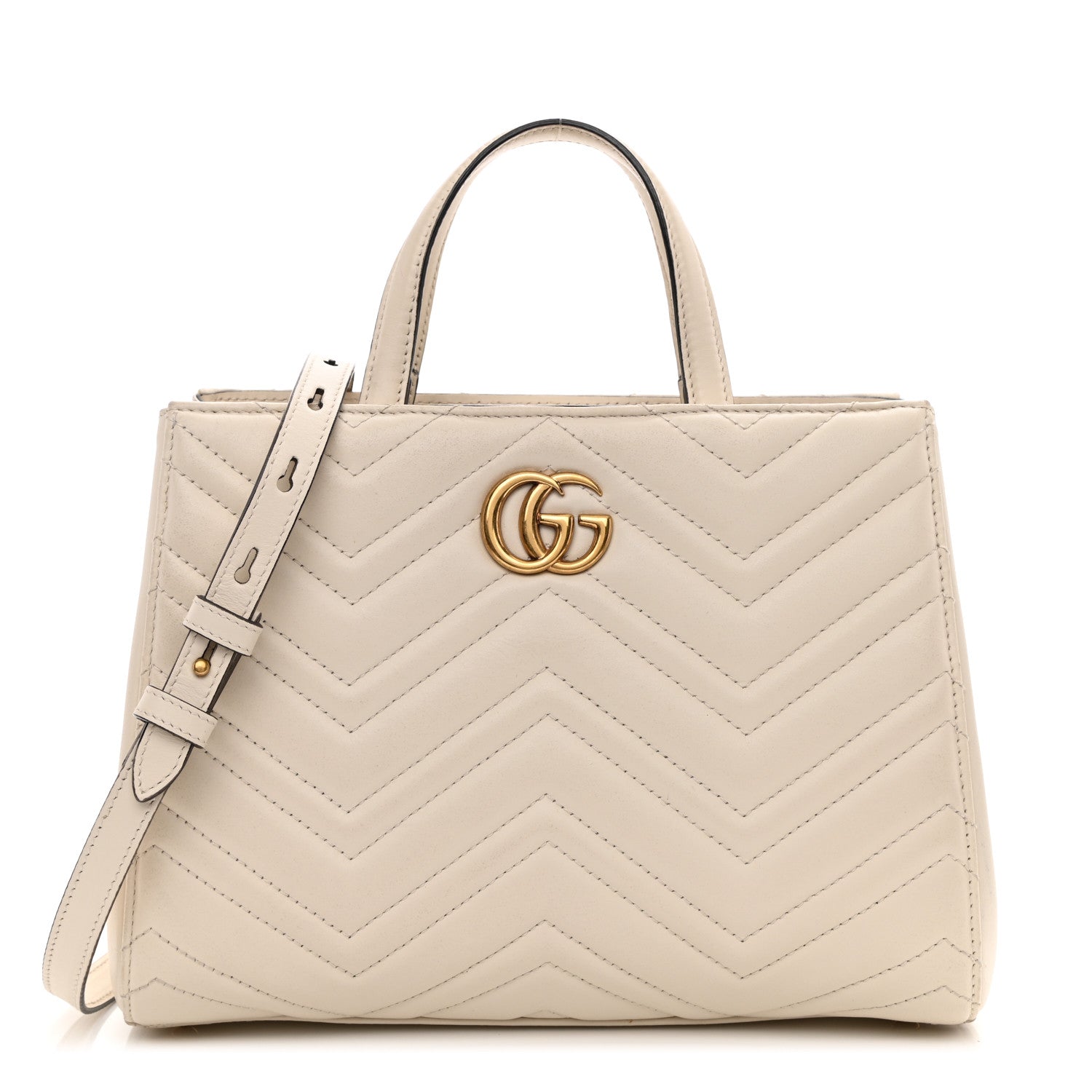 Gucci Calfskin Matelasse Small GG Marmont Tote White 7 of 16