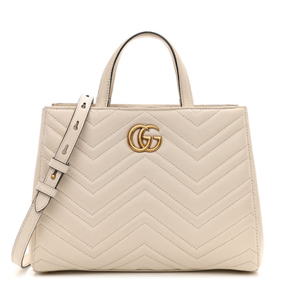 Gucci Calfskin Matelasse Small GG Marmont Tote White 7 of 16