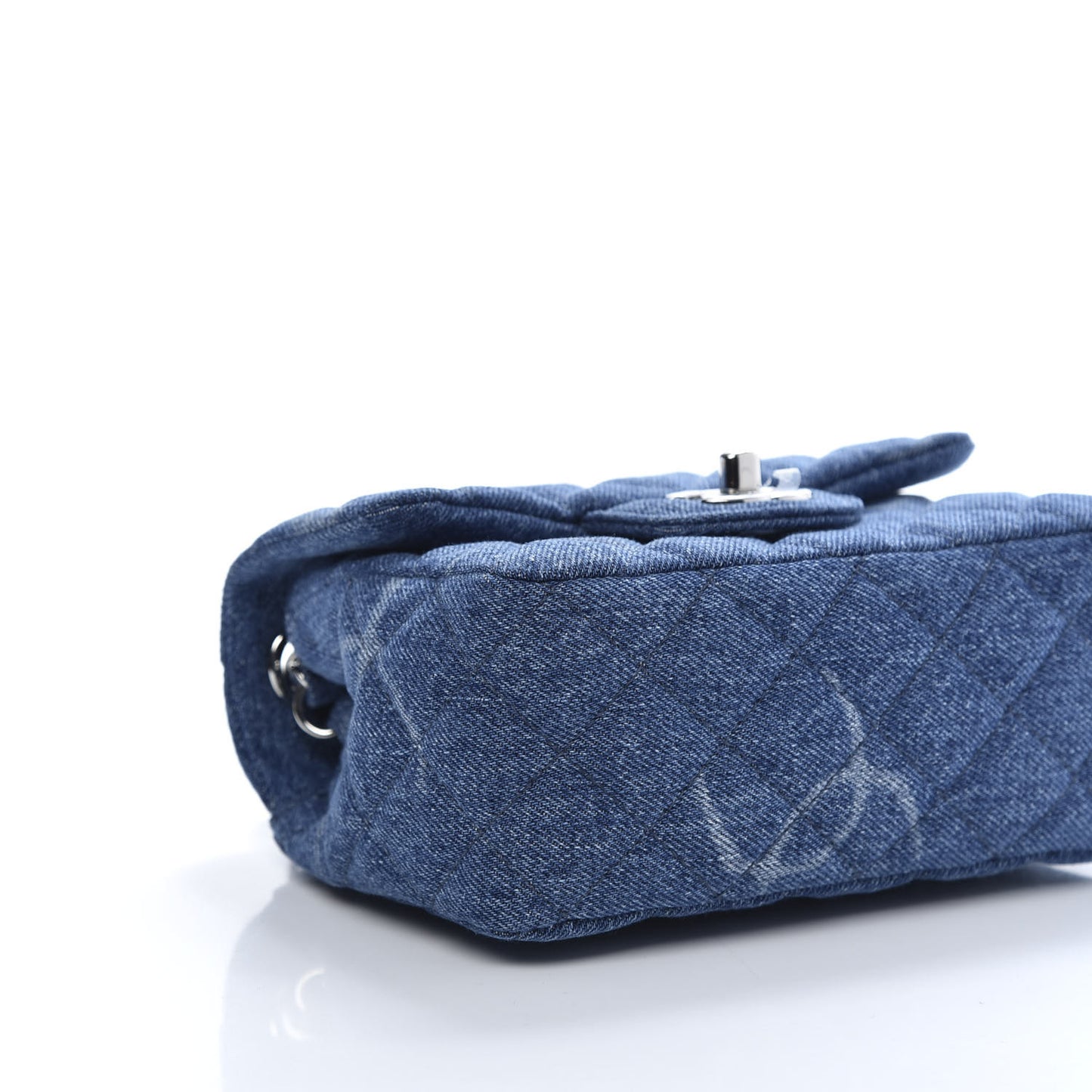 Denim CC Quilted Mini Square Flap Blue
