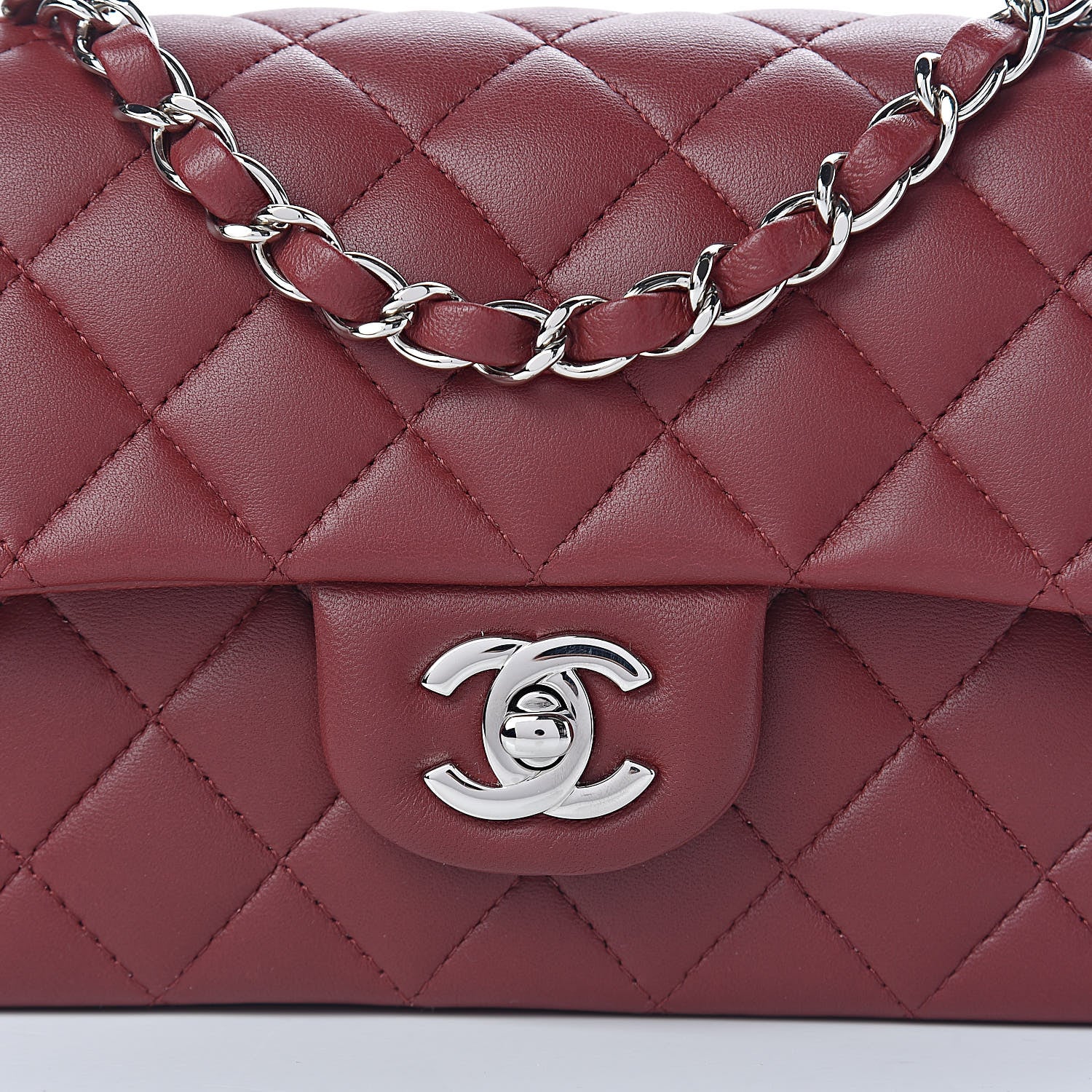 Chanel Lambskin Quilted Mini Rectangular Flap Red 12 of 12