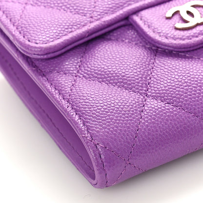 Chanel Caviar Quilted Compact Flap Wallet Purple 9 of 11