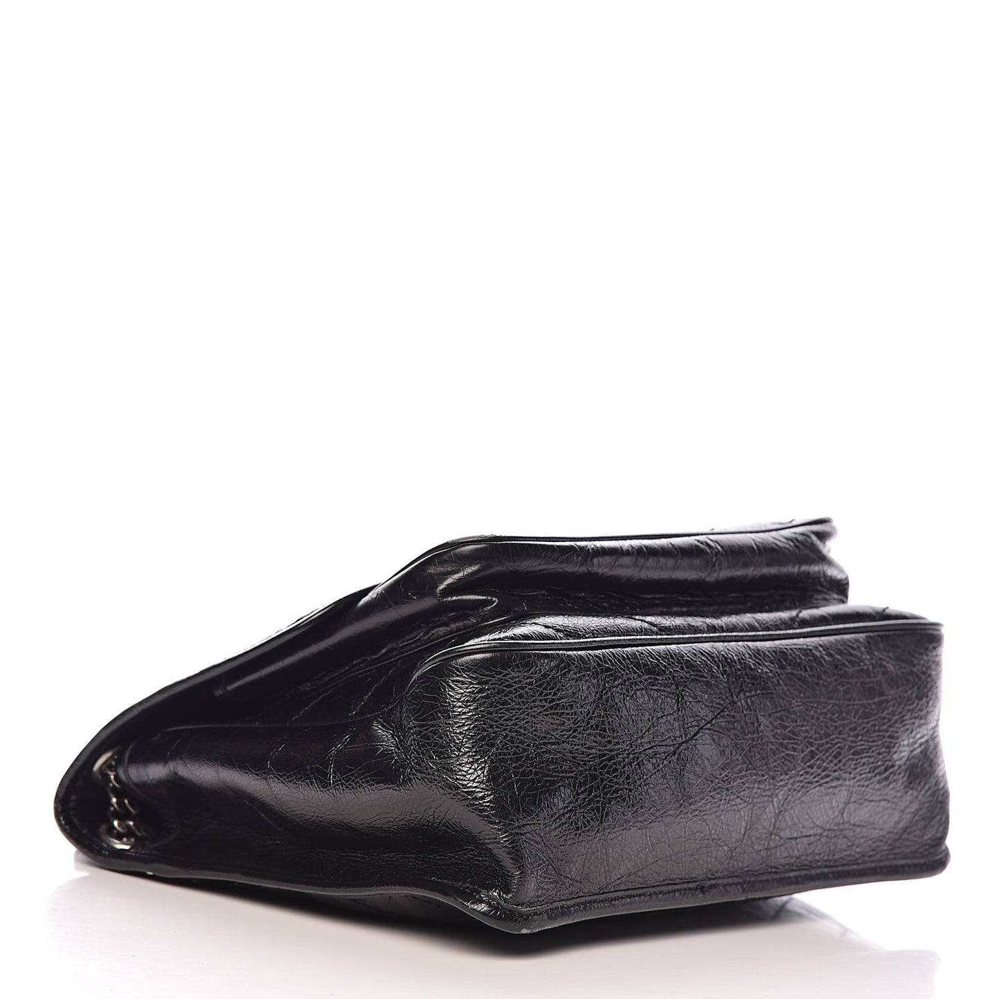 Crinkled Calfskin Matelasse Monogram Medium Niki Chain Satchel Black
