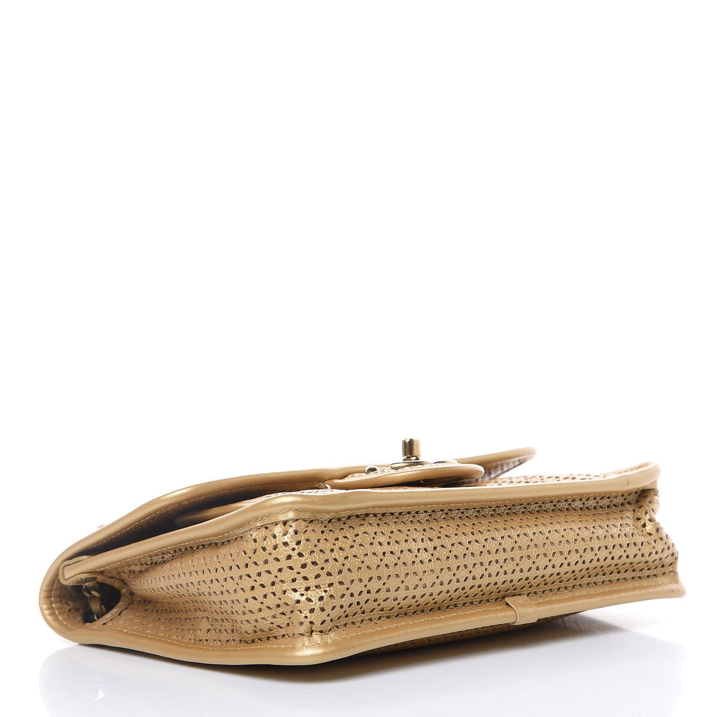 Metallic Perforated Calfskin Small Up In The Air Flap Gold