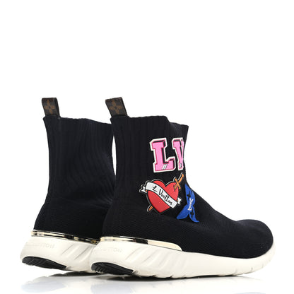 Louis Vuitton Stretch Fabric LV Black Heart Sock Sneaker 42 Black 3 of 4