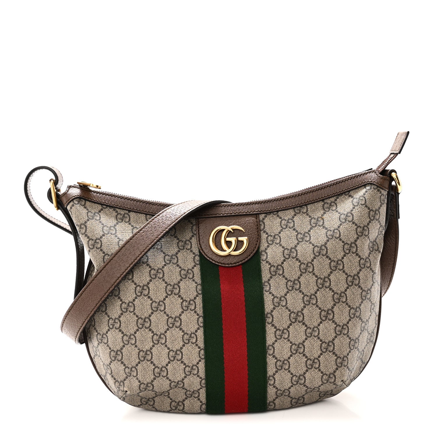 Gucci GG Supreme Monogram Web Small Ophidia Half Moon Hobo Brown 1 of 10
