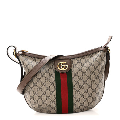 Gucci GG Supreme Monogram Web Small Ophidia Half Moon Hobo Brown 1 of 10