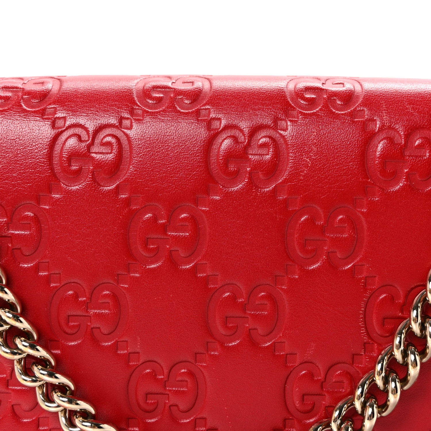 Gucci Guccissima Signature Bowy Chain Wallet Hibiscus Red 7 of 9