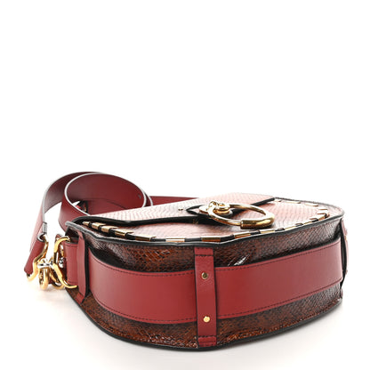 Chloe Calfskin Watersnake Embossed Large Tess Bag Red Black 4 of 9