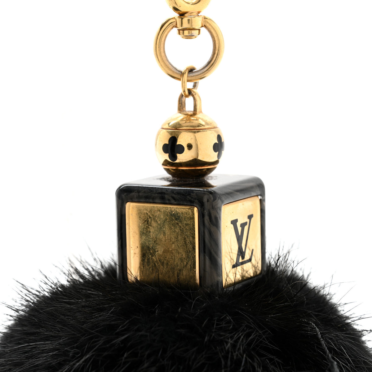 Louis Vuitton Mink Fur Fluffy Bag Charm Black 5 of 5