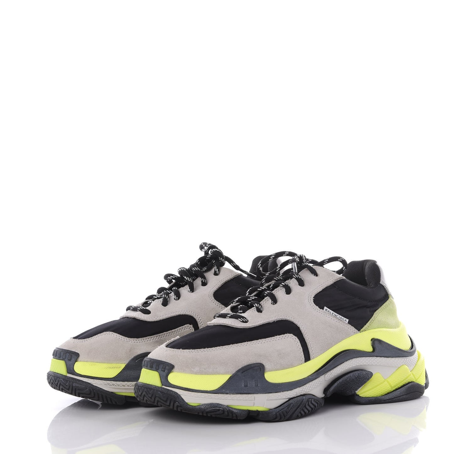 Nylon Suede Mens Triple S 2.0 Sneakers 41 Gris Black Jaune Fluo