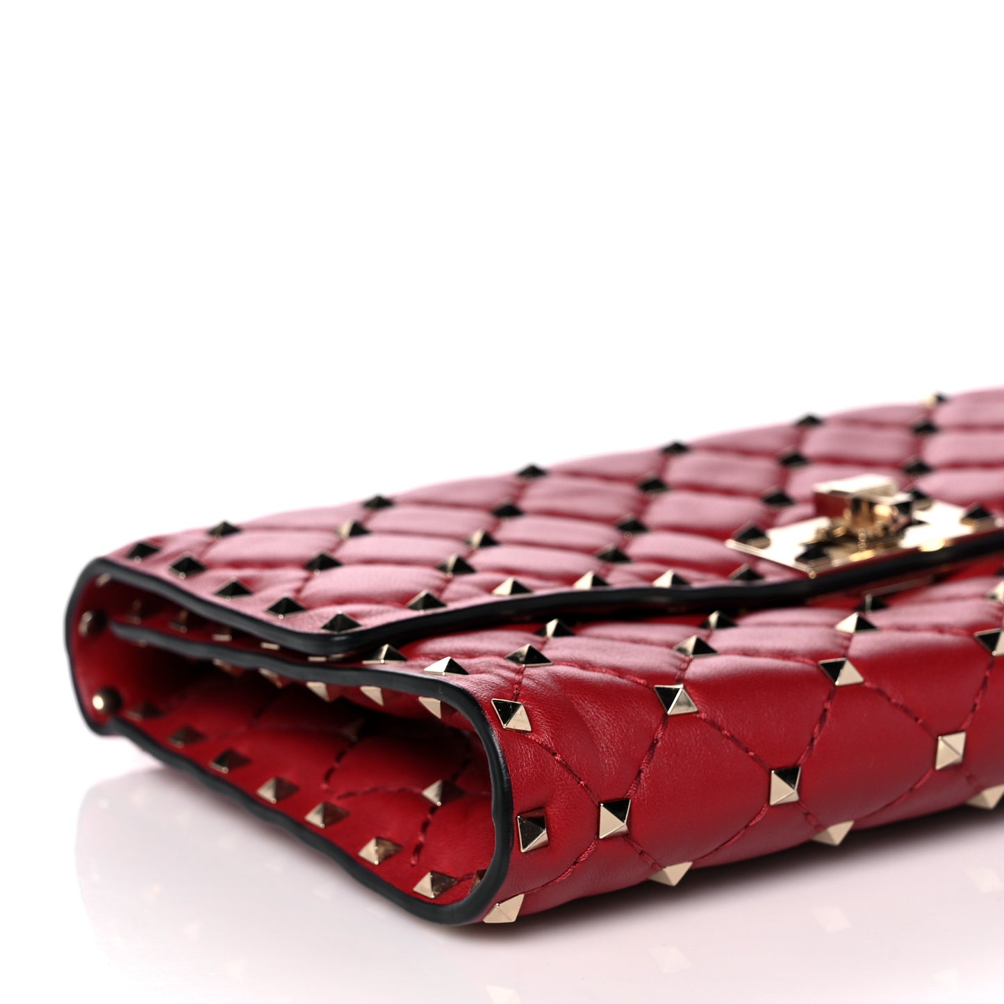 Nappa Rockstud Spike Wallet on Chain Rubino